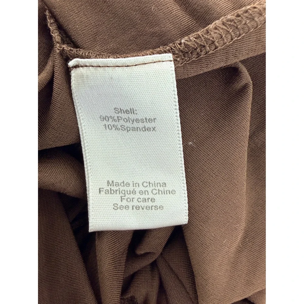 Ronny Kobo Brown One Shoulder Ruched Sheer Draped Mini Dress Size L - Picture 6 of 11